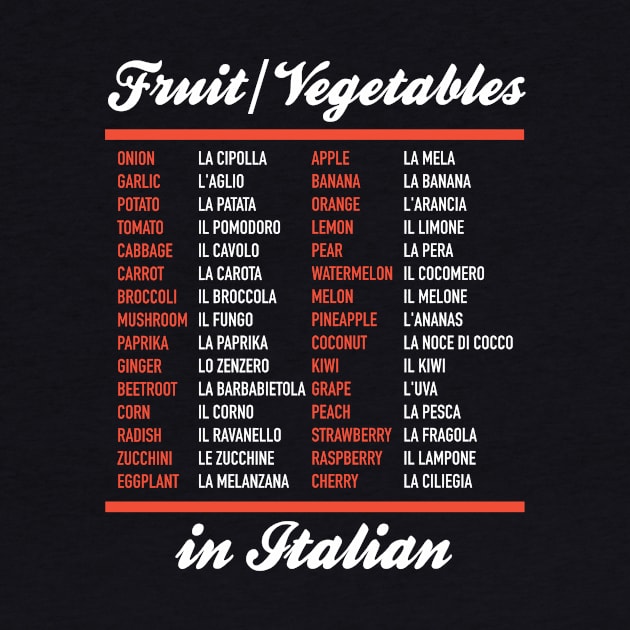 Fruit and Vegetables In Italian - Italian Language Cheatsheet by Hidden Verb